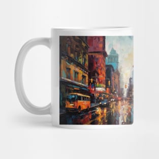 Rainy city oil painting Mug